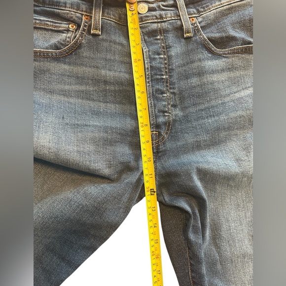 Levi’s Ribcage Straight Ankle Jeans 31x 26 High Rise Button Fly Stretchy Blue - Picture 4 of 11